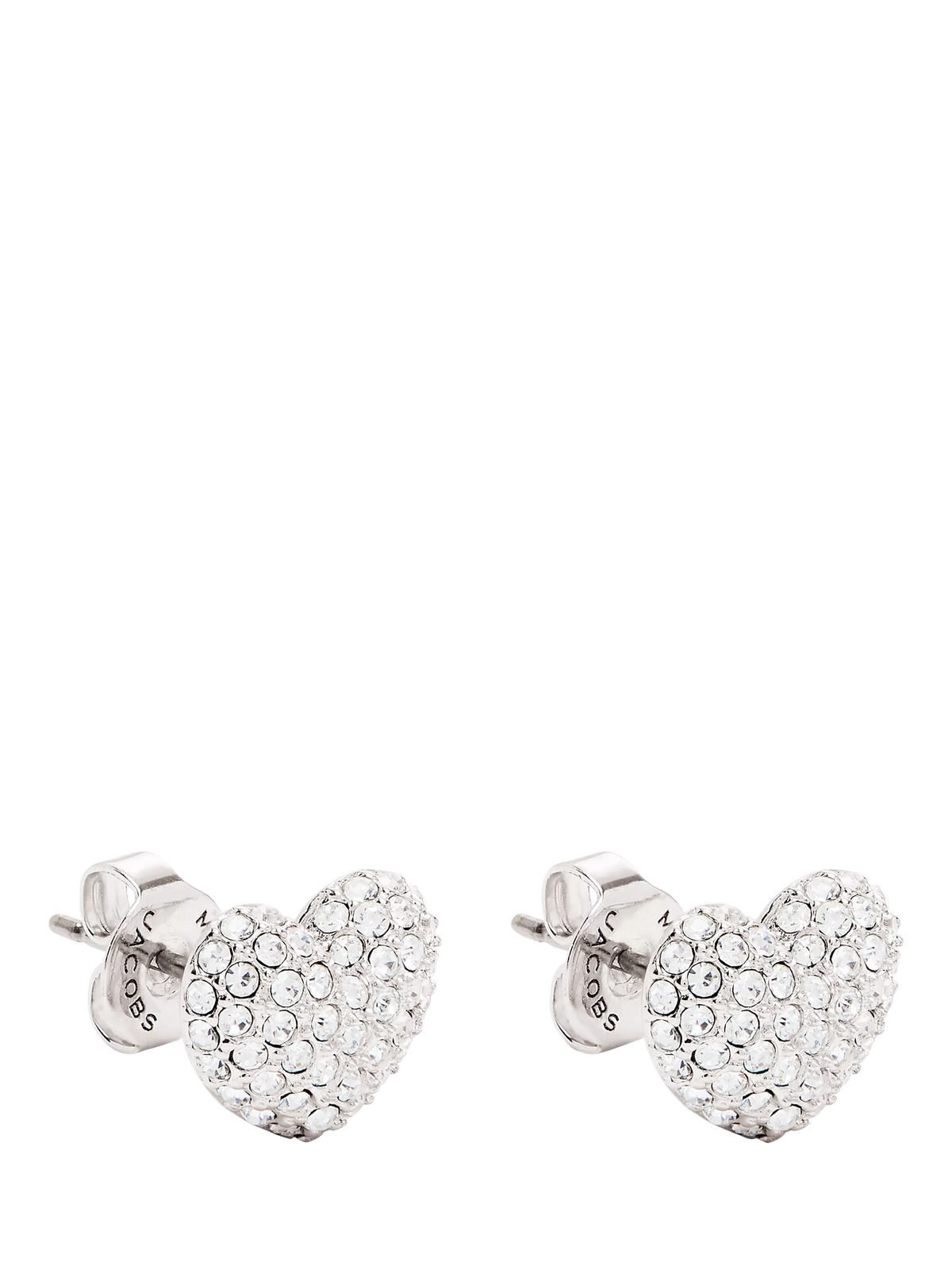 Marc Jacobs heart stud earrings silver crystal, imported from the UK