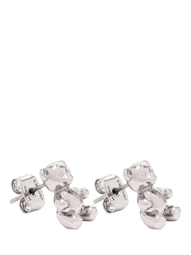 Marc Jacobs bear stud earrings light antique silver, UK version