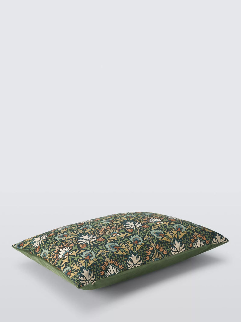 Morris & Co Meda Iris cushion in forest green 40x60cm, UK version
