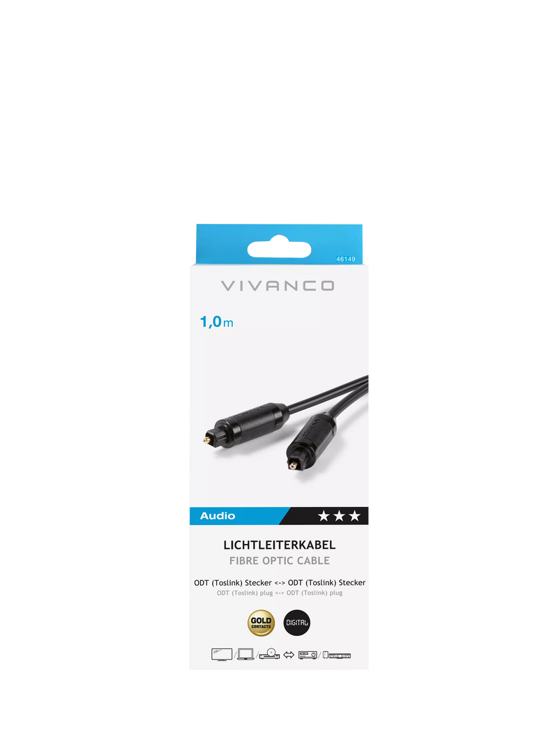 Vivanco fibre optic cable black 1m (British brand)