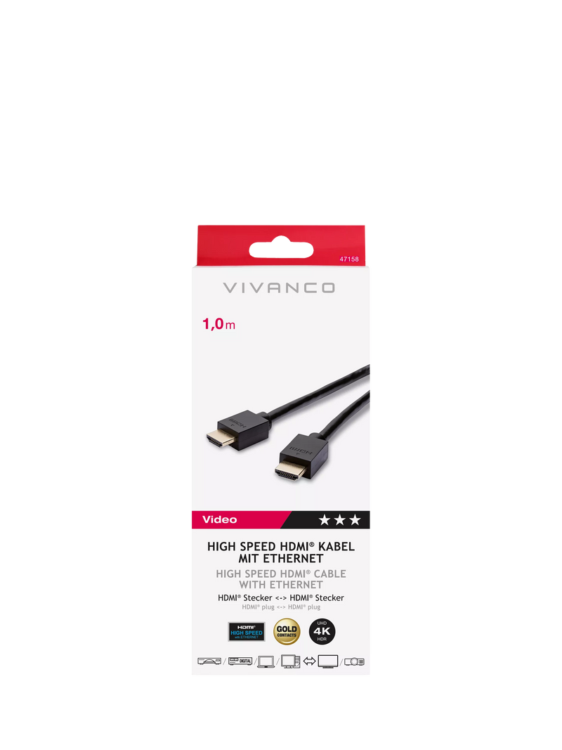 Vivanco 4K HDMI cable 1m black, UK version