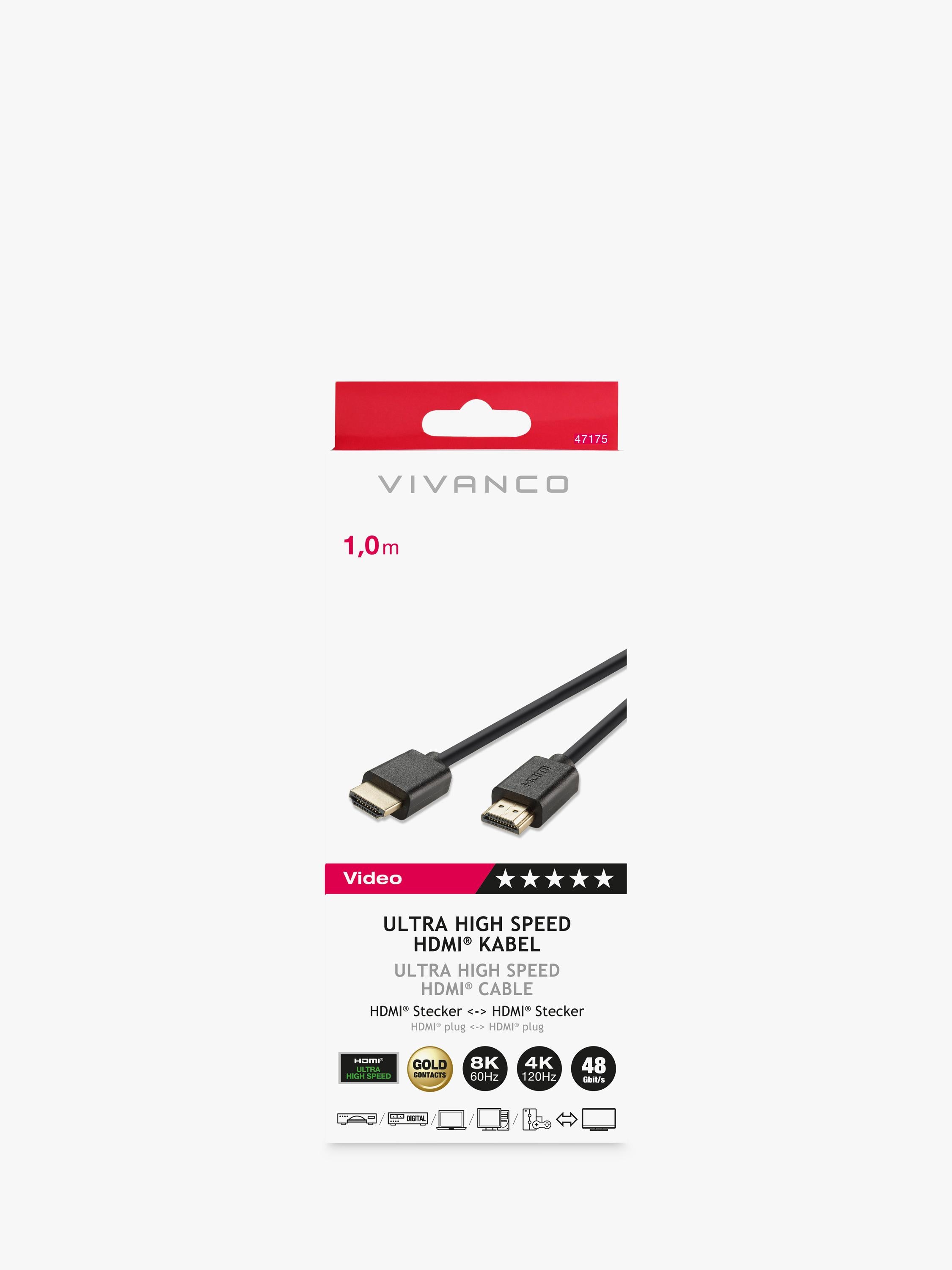 Vivanco 8K HDMI cable 1m black, imported from the UK