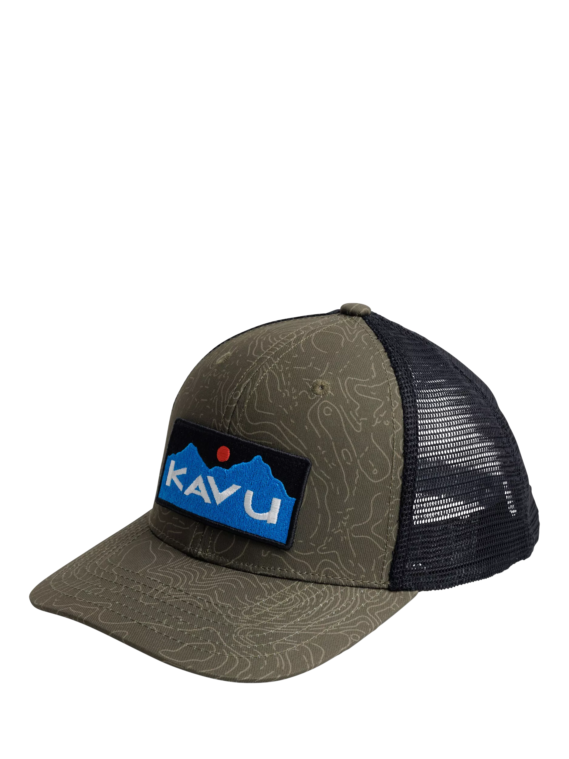 KAVU Above Standard trucker cap in Olive Topo, UK version