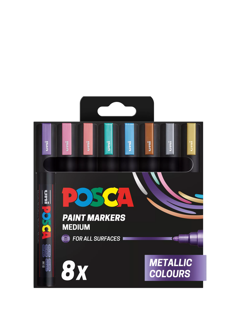 POSCA metallic paint markers pack of 8, imported from the UK