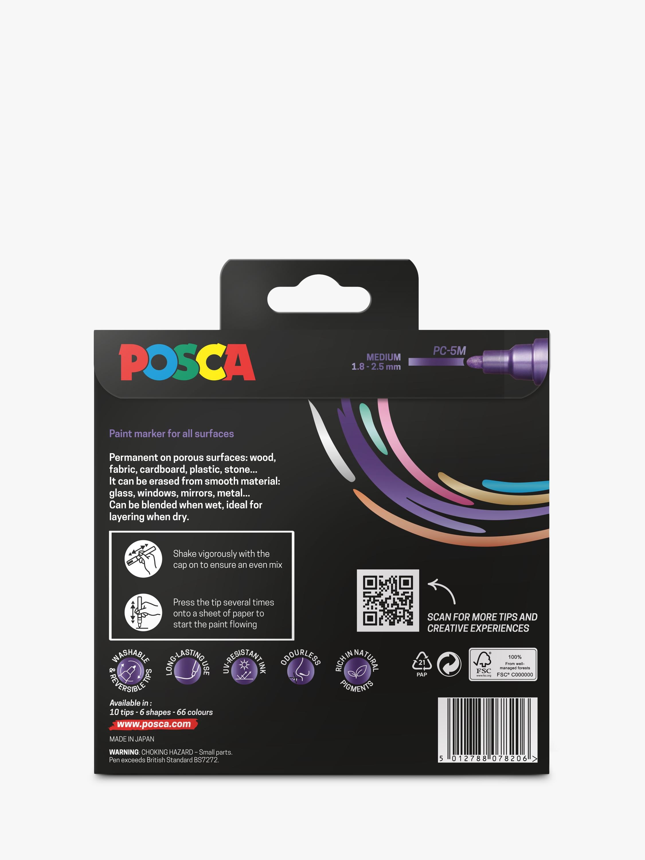 POSCA metallic paint markers pack of 8, imported from the UK