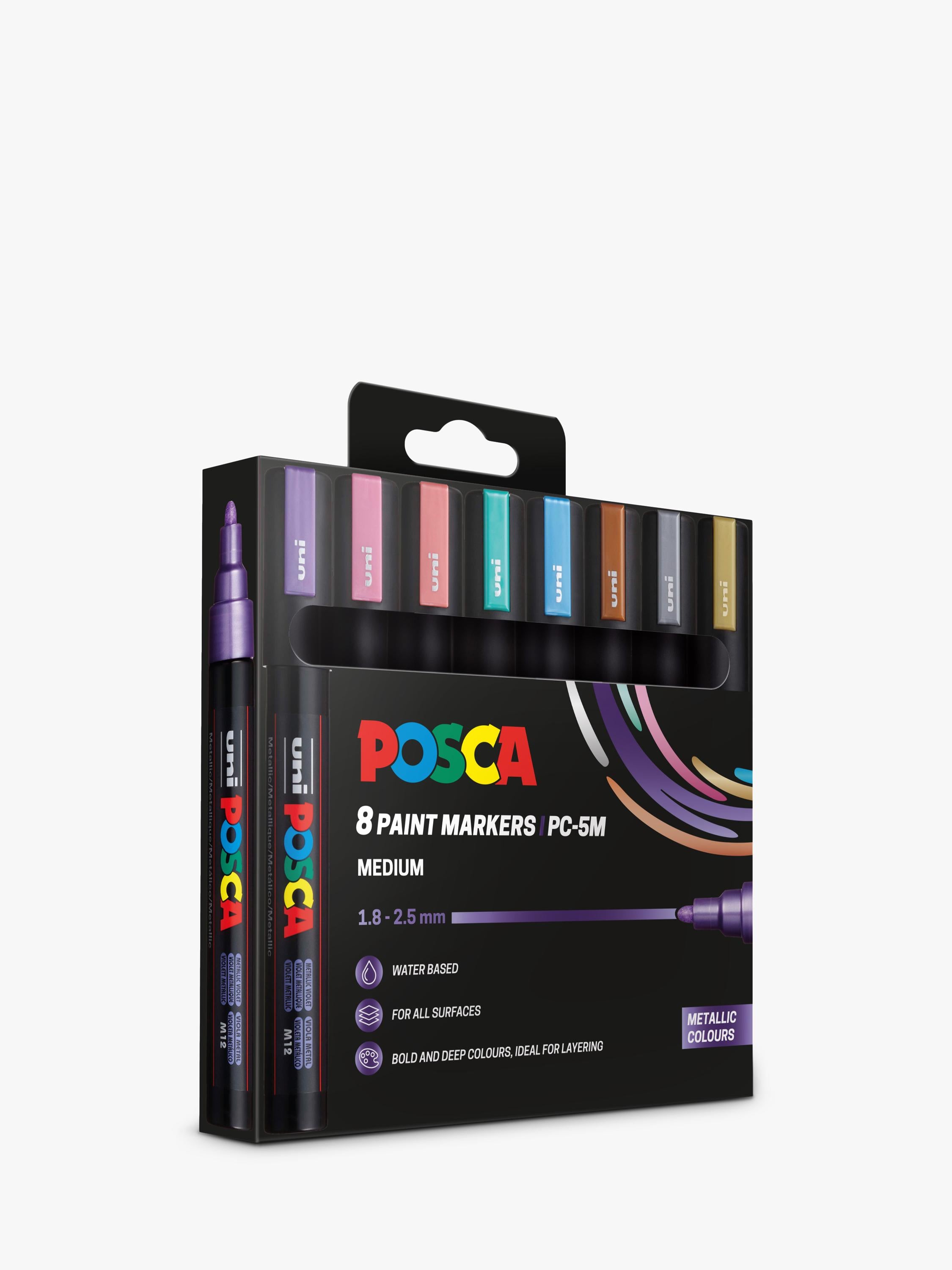 POSCA metallic paint markers pack of 8, imported from the UK