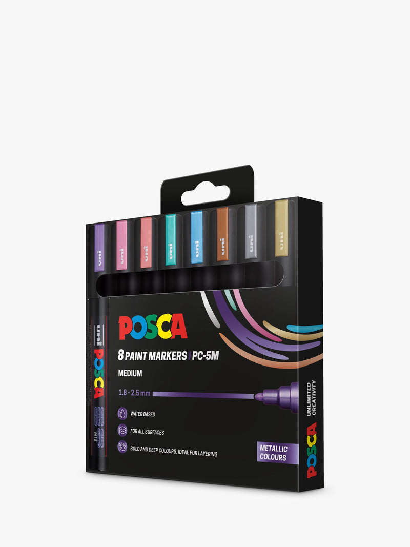 POSCA metallic paint markers pack of 8, imported from the UK
