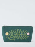 John Lewis small embroidered floral pouch bag green (British brand)