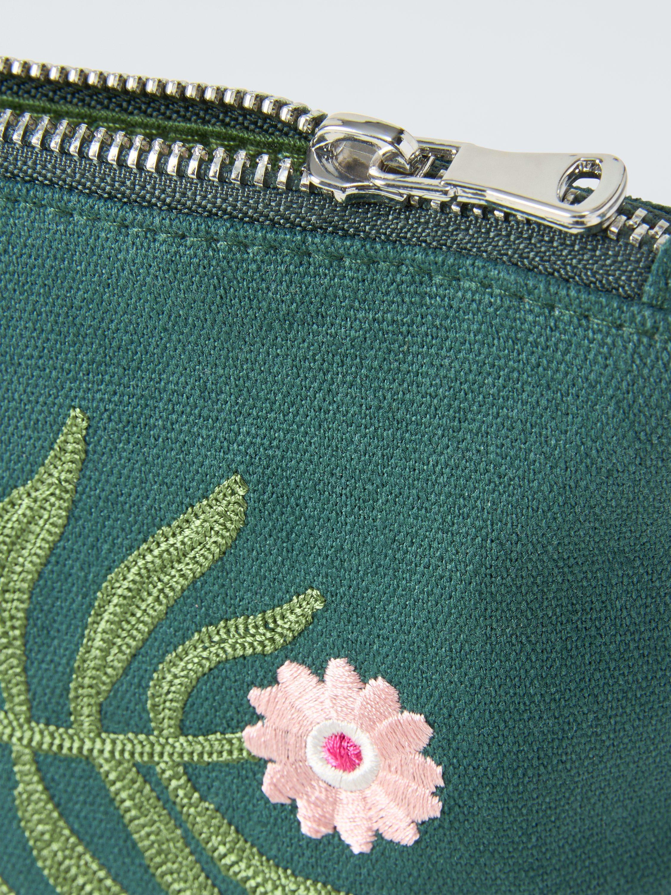 John Lewis small embroidered floral pouch bag green (British brand)