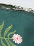 John Lewis small embroidered floral pouch bag green (British brand)