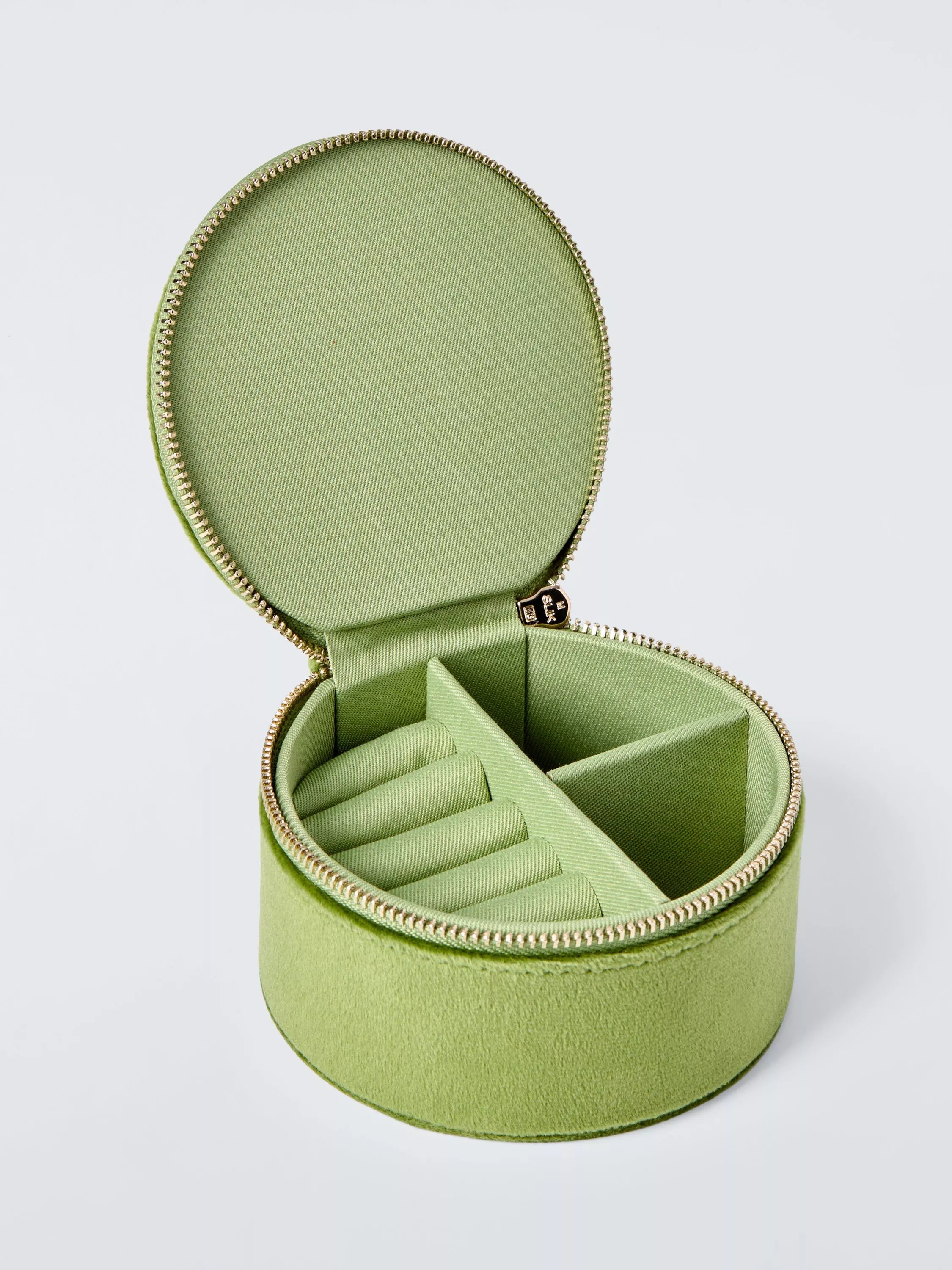 John Lewis travel jewellery box green velvet with floral embroidery, UK version