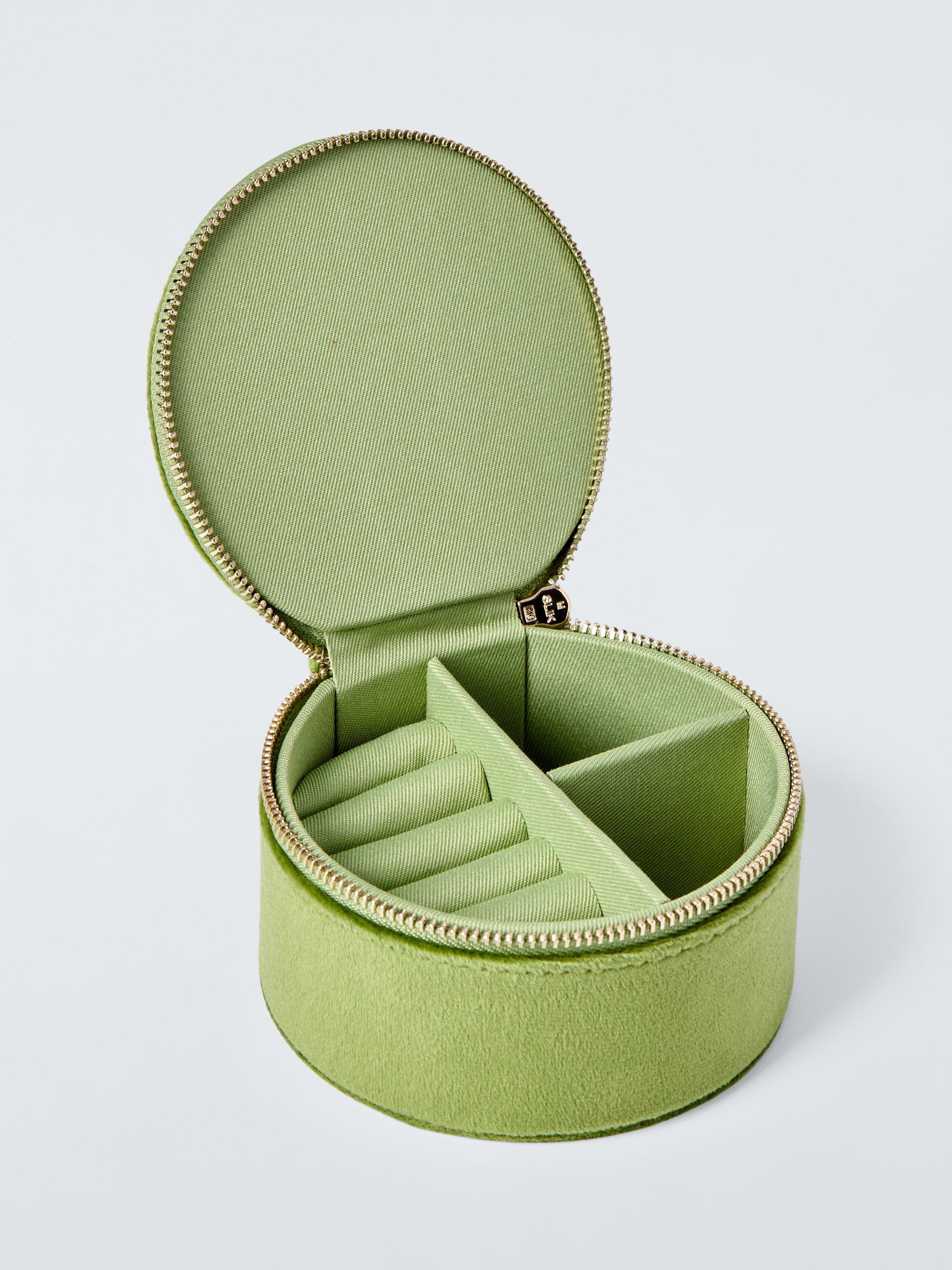 John Lewis travel jewellery box green velvet with floral embroidery, UK version