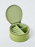 John Lewis travel jewellery box green velvet with floral embroidery, UK version