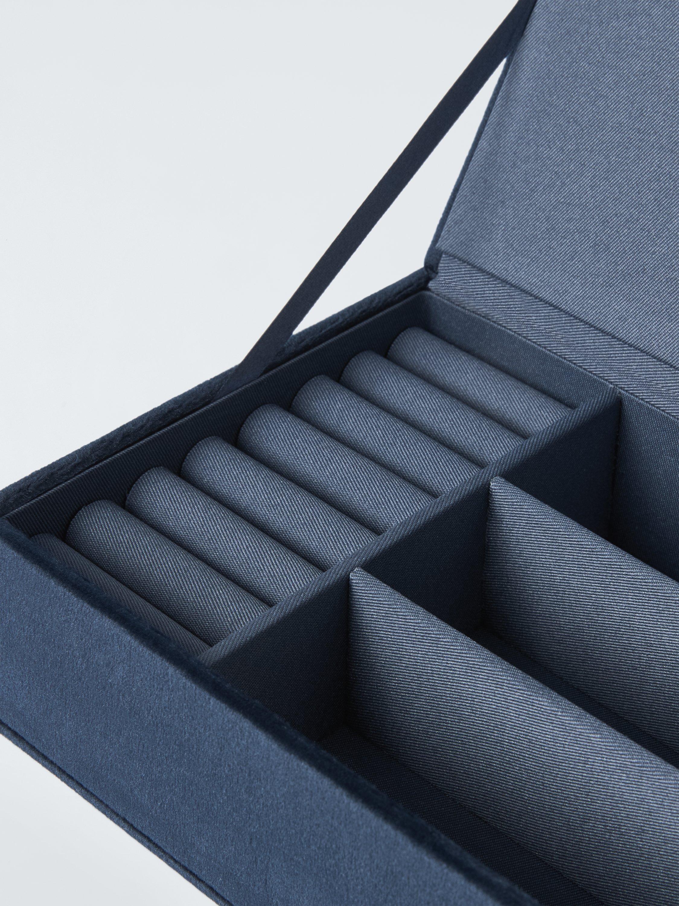 John Lewis Archive embroidered floral jewellery box navy, UK version