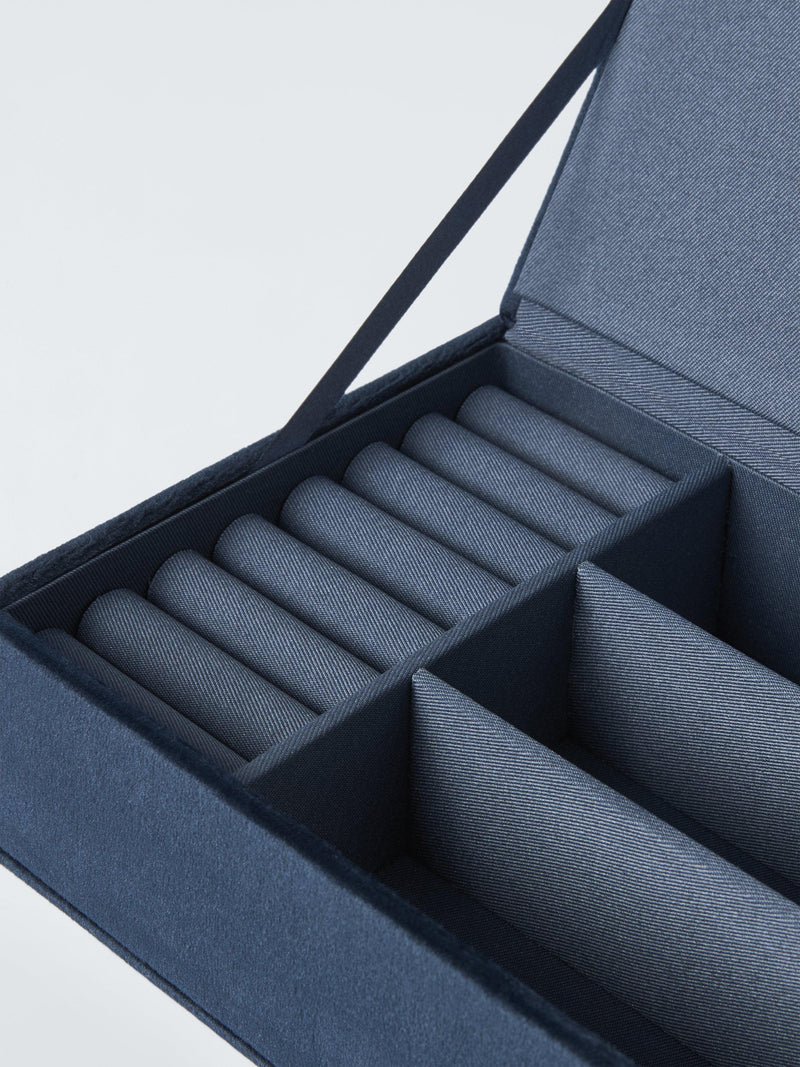 John Lewis Archive embroidered floral jewellery box navy, UK version