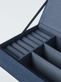 John Lewis Archive embroidered floral jewellery box navy, UK version