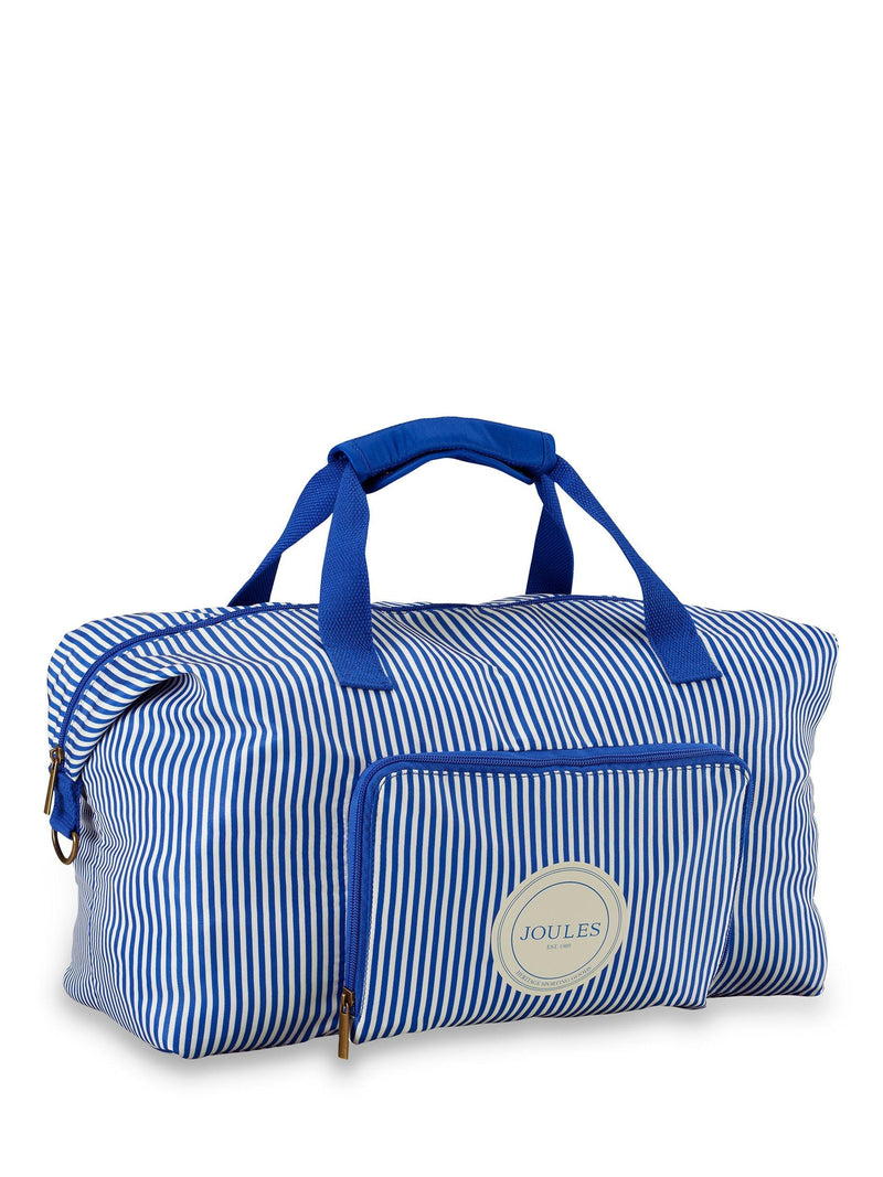 Joules ticking stripe duffle bag 33L in blue and white (British brand)