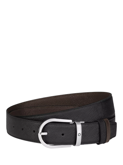 John Lewis Montblanc Reversible Leather Belt Black 35mm- Buy online at McGrocer