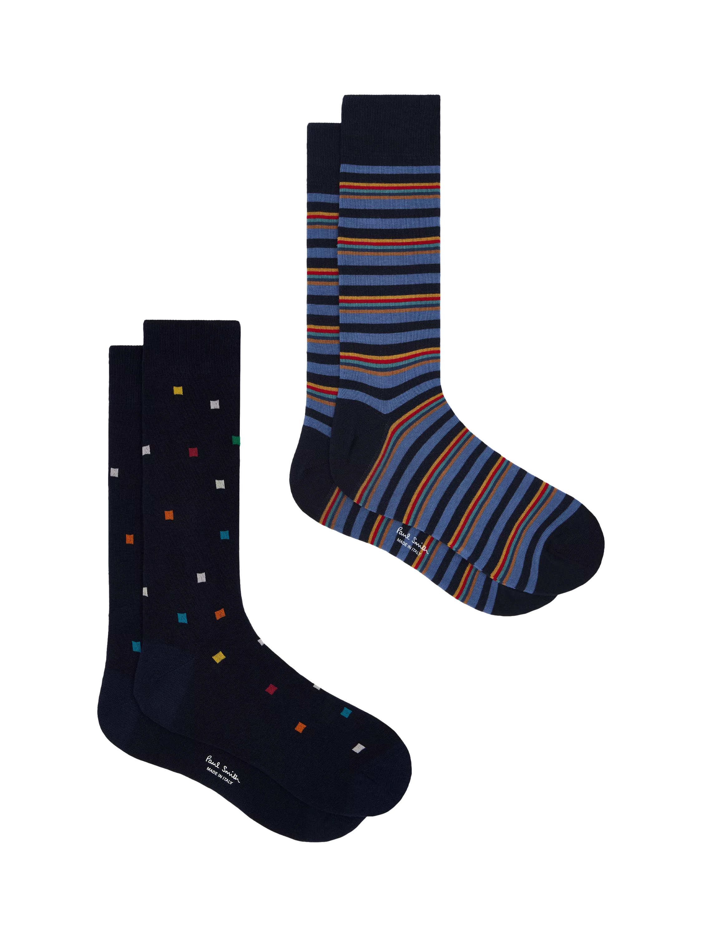 Paul Smith cotton rich stripe and square socks pack of 2 black (British brand)