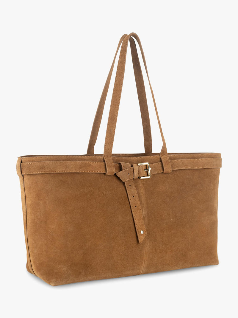 Apatchy London Esme East West suede shoulder bag, imported from the UK
