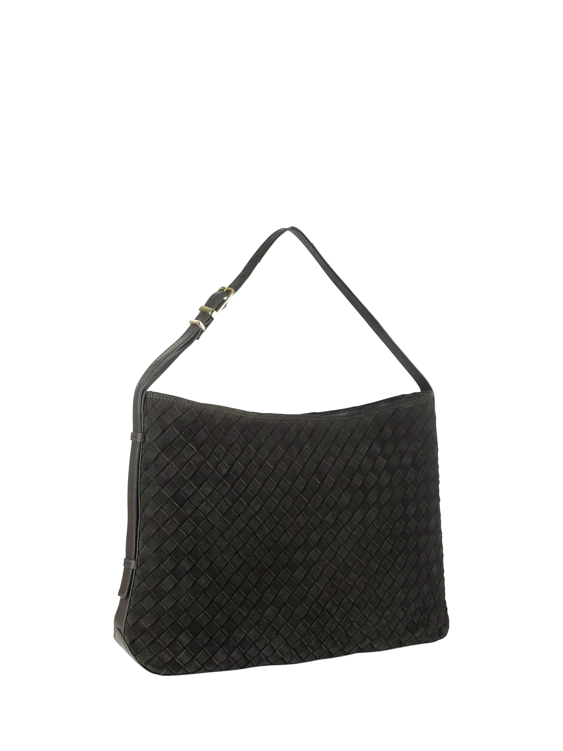 Apatchy London Holly woven suede handbag chocolate (British brand)