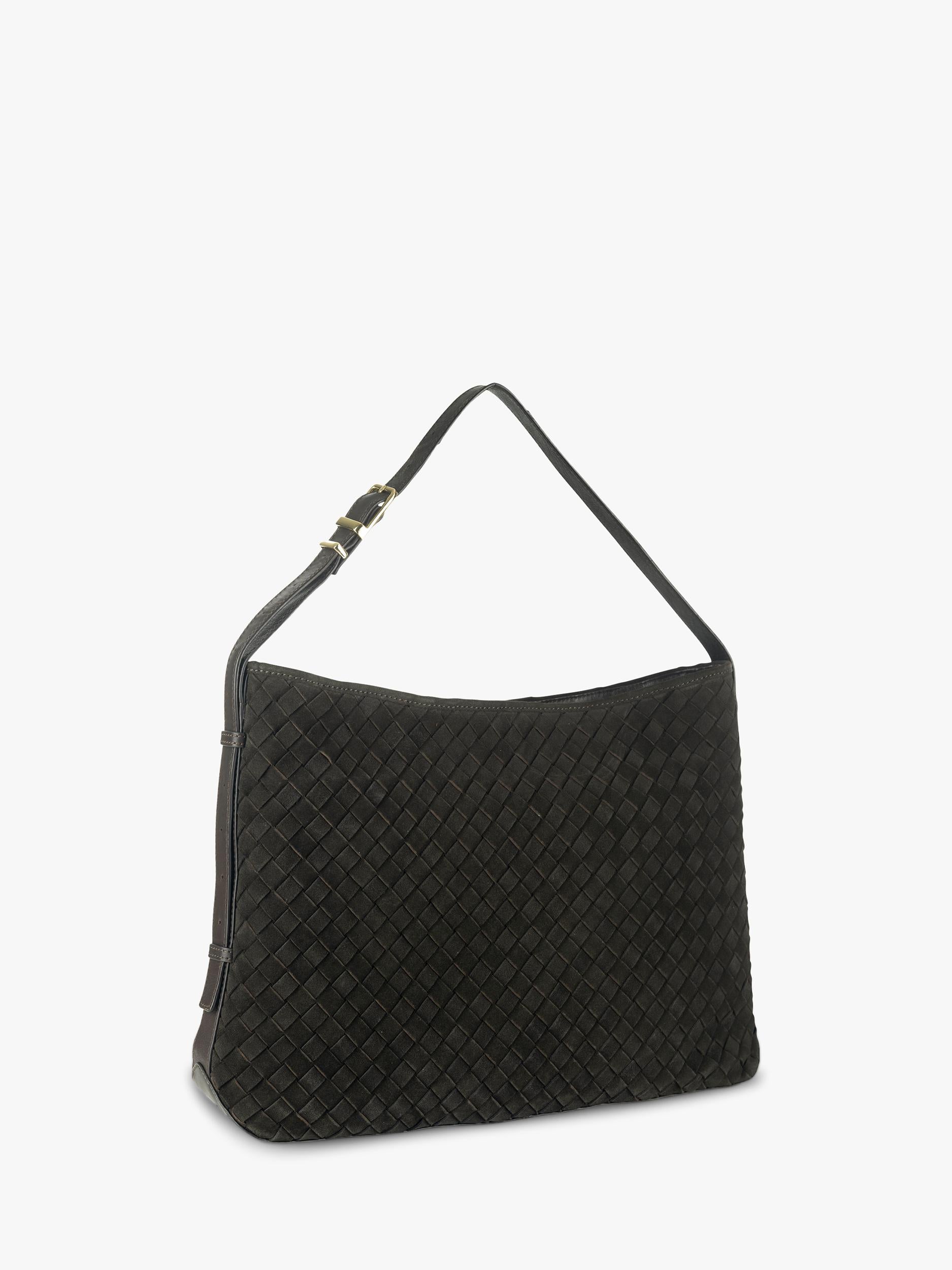 Apatchy London Holly woven suede handbag chocolate (British brand)