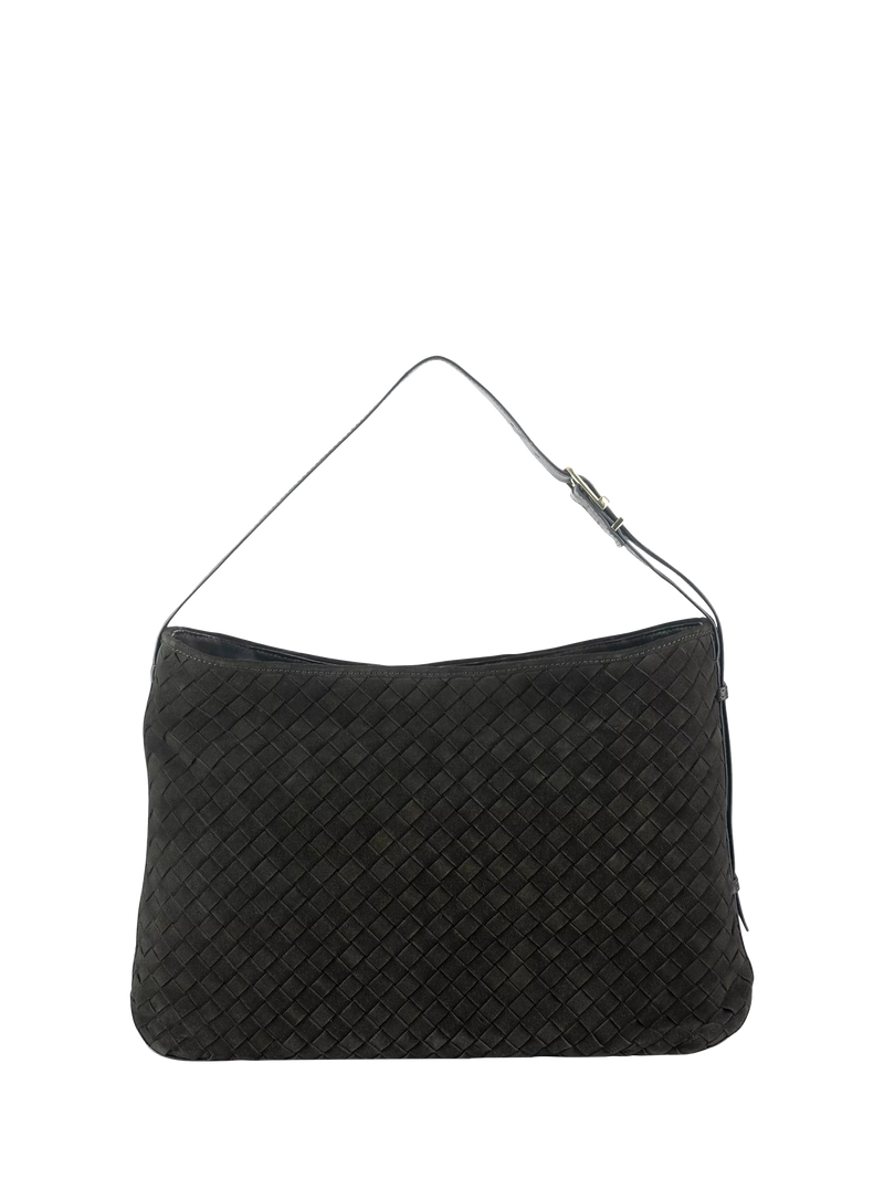 Apatchy London Holly woven suede handbag chocolate (British brand)