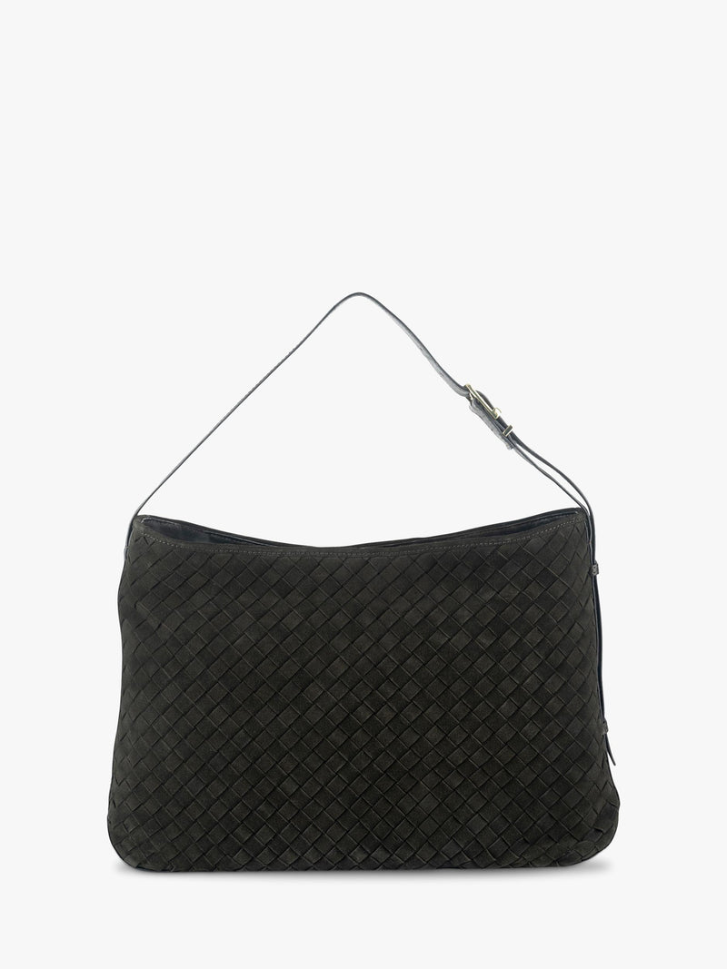 Apatchy London Holly woven suede handbag chocolate (British brand)