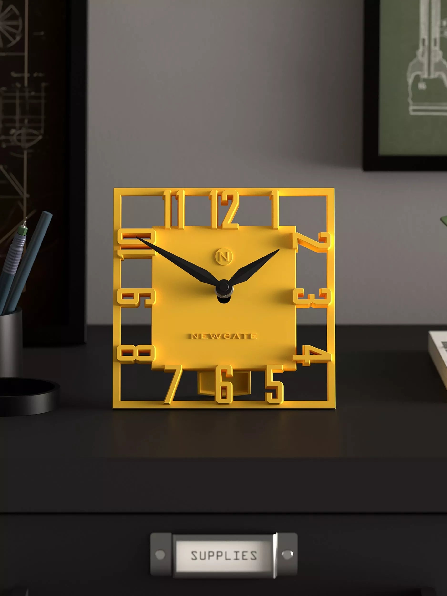 Newgate Clocks mantel clock yellow, UK version