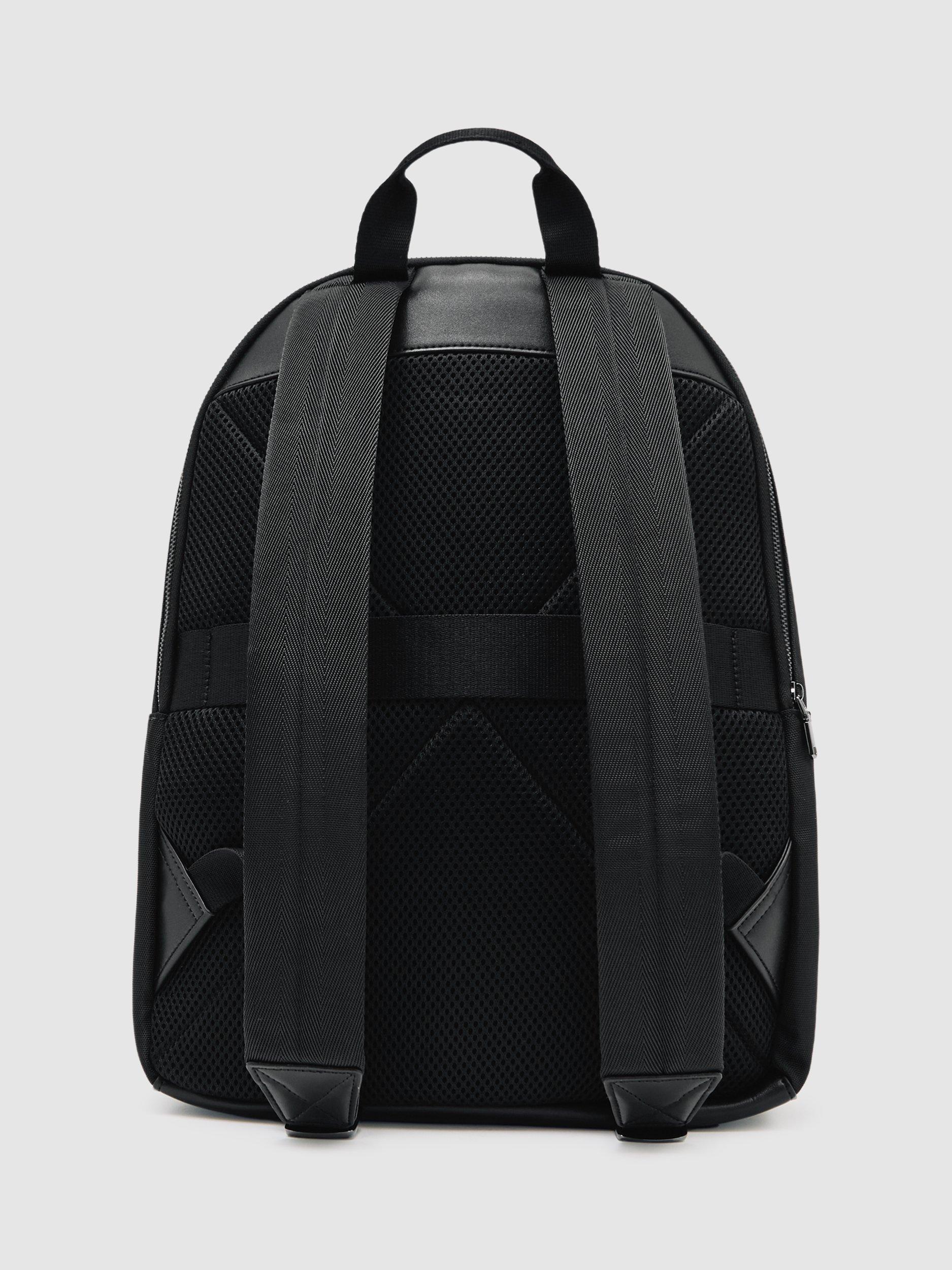 Reiss Allen Woven Backpack Black with zip, imported from the UK