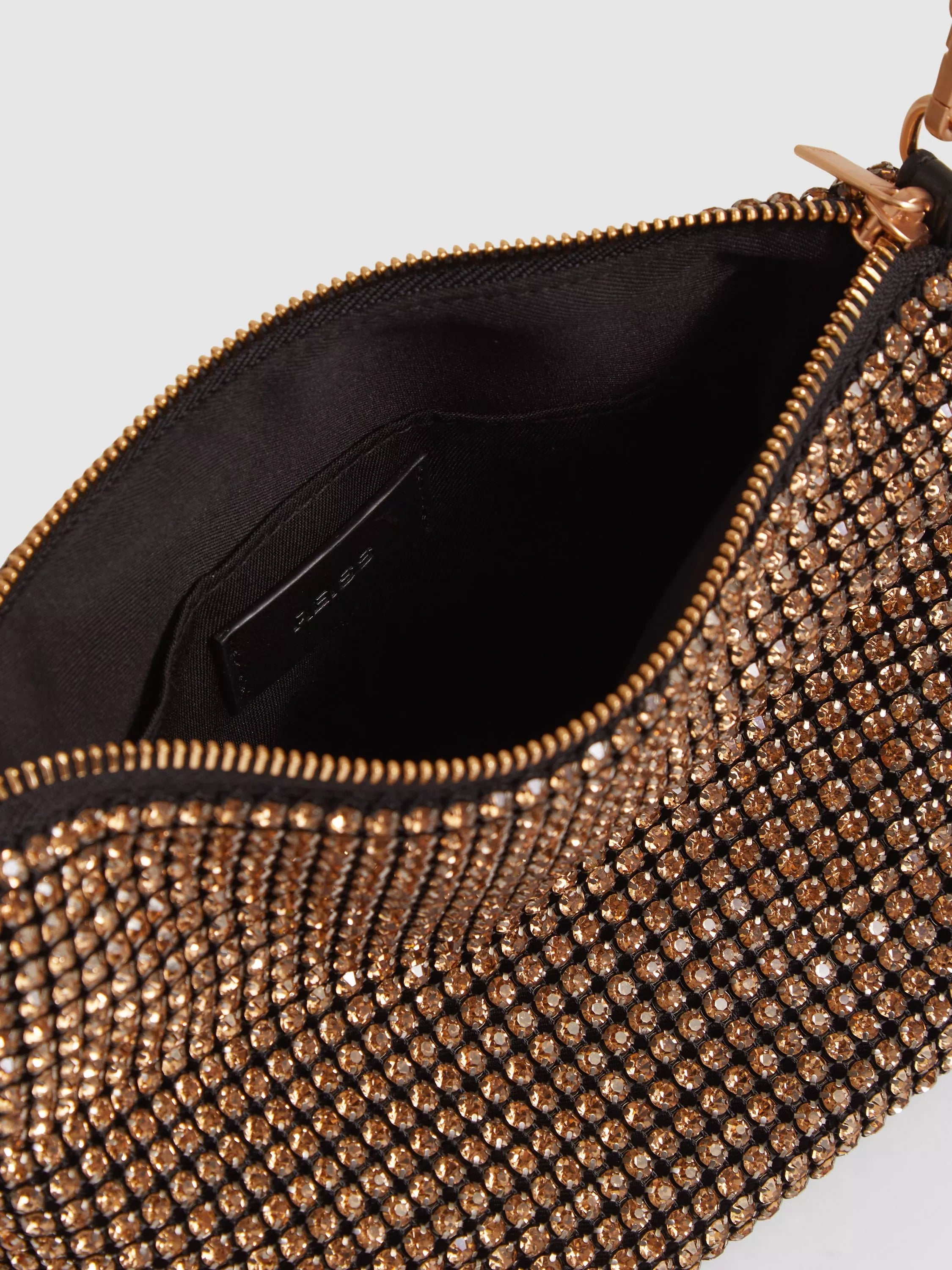 Reiss gold diamante embellished clutch bag (British brand)