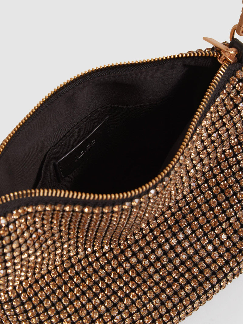 Reiss gold diamante embellished clutch bag (British brand)