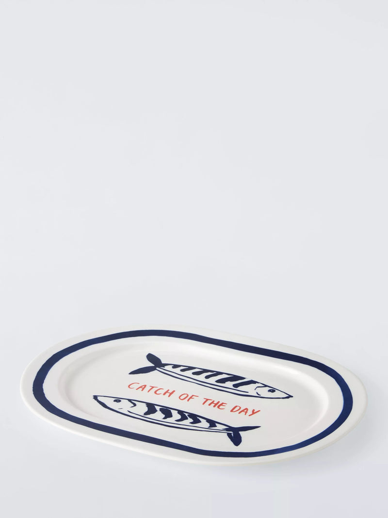 John Lewis fine china oval platter fish design 35cm, imported from the UK