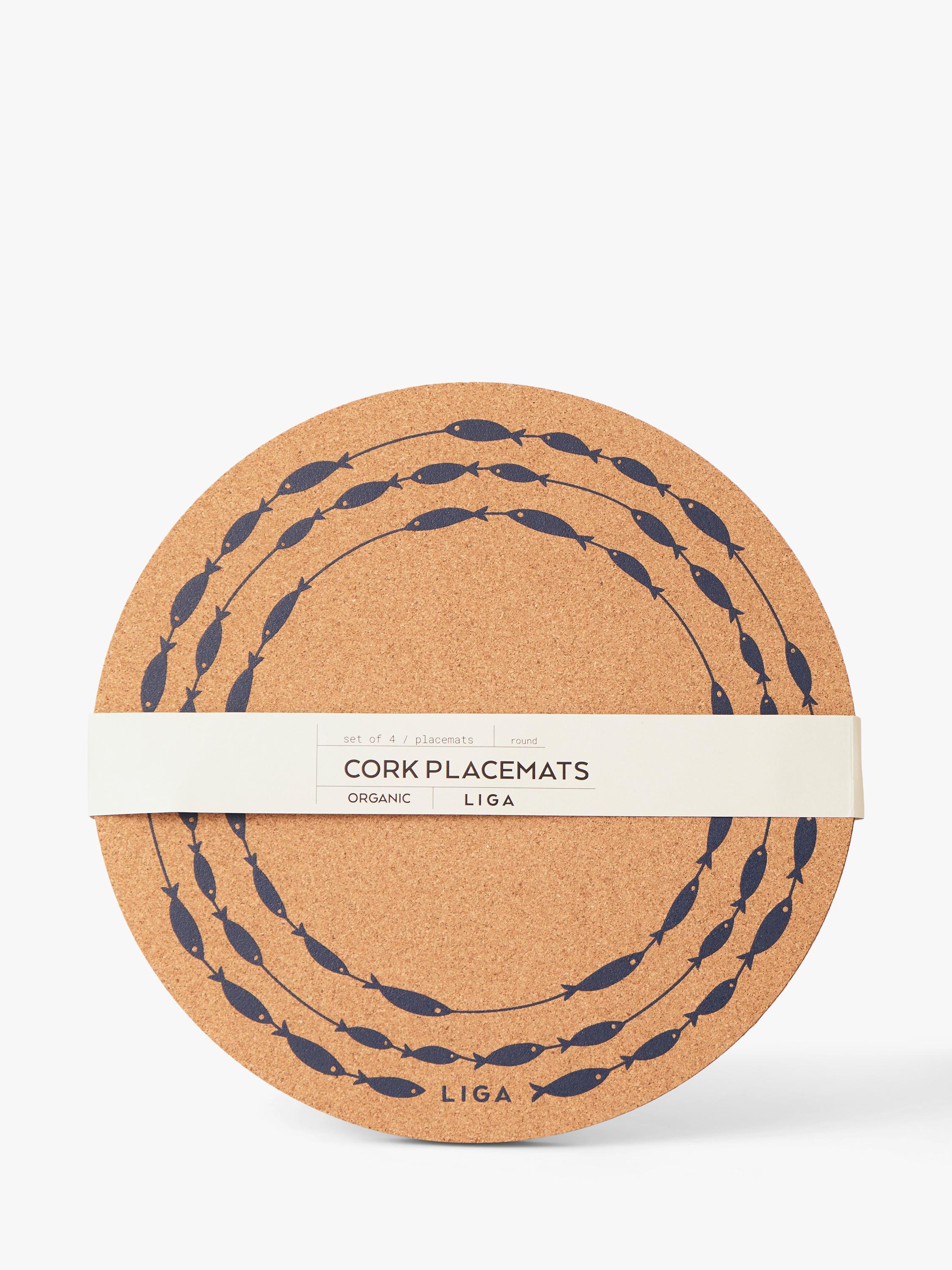 LIGA cork round placemats set of 4 natural, UK version
