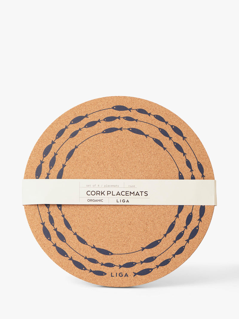 LIGA cork round placemats set of 4 natural, UK version