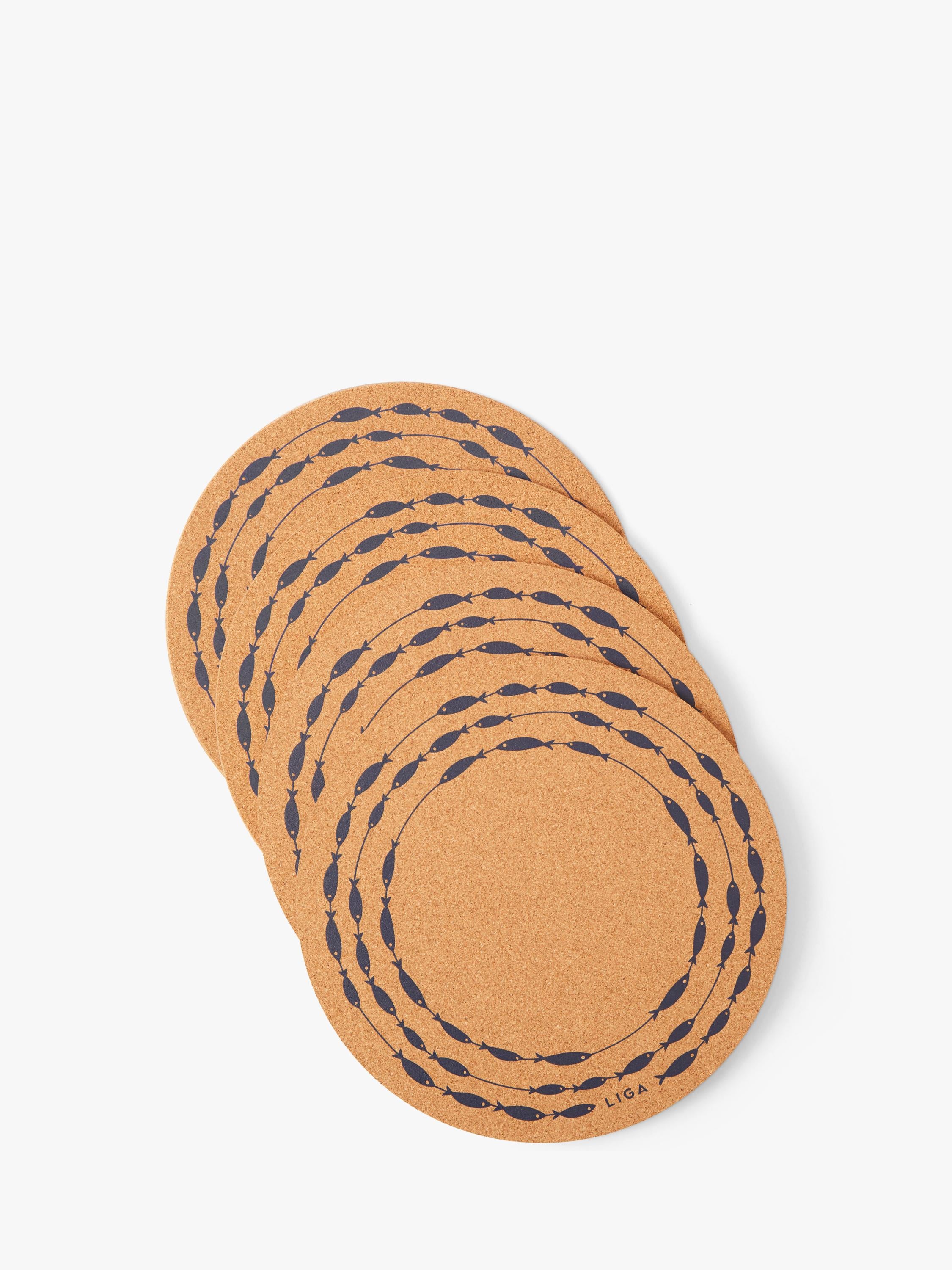 LIGA cork round placemats set of 4 natural, UK version