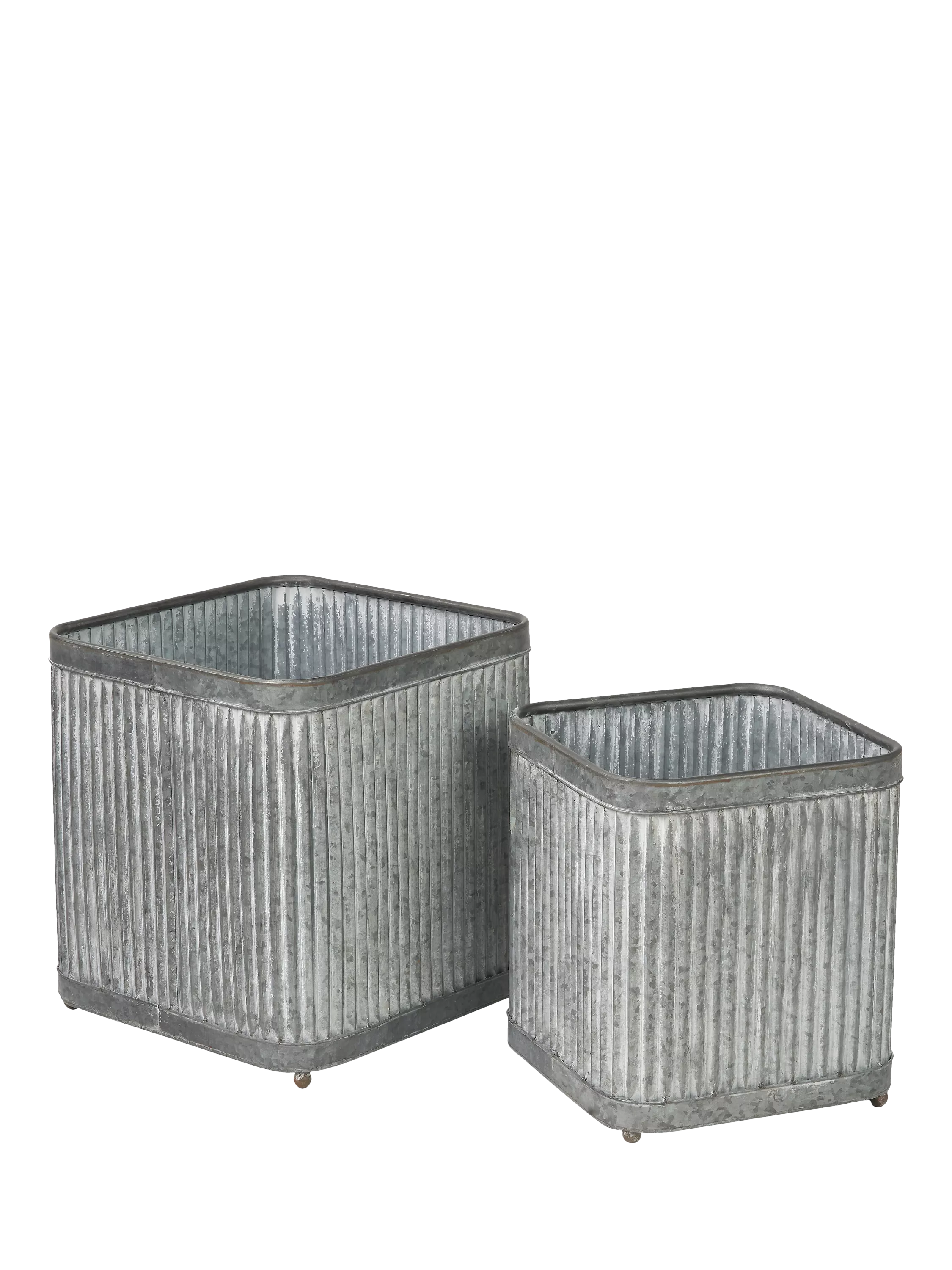 Pacific square zinc planters set of two sizes, UK version