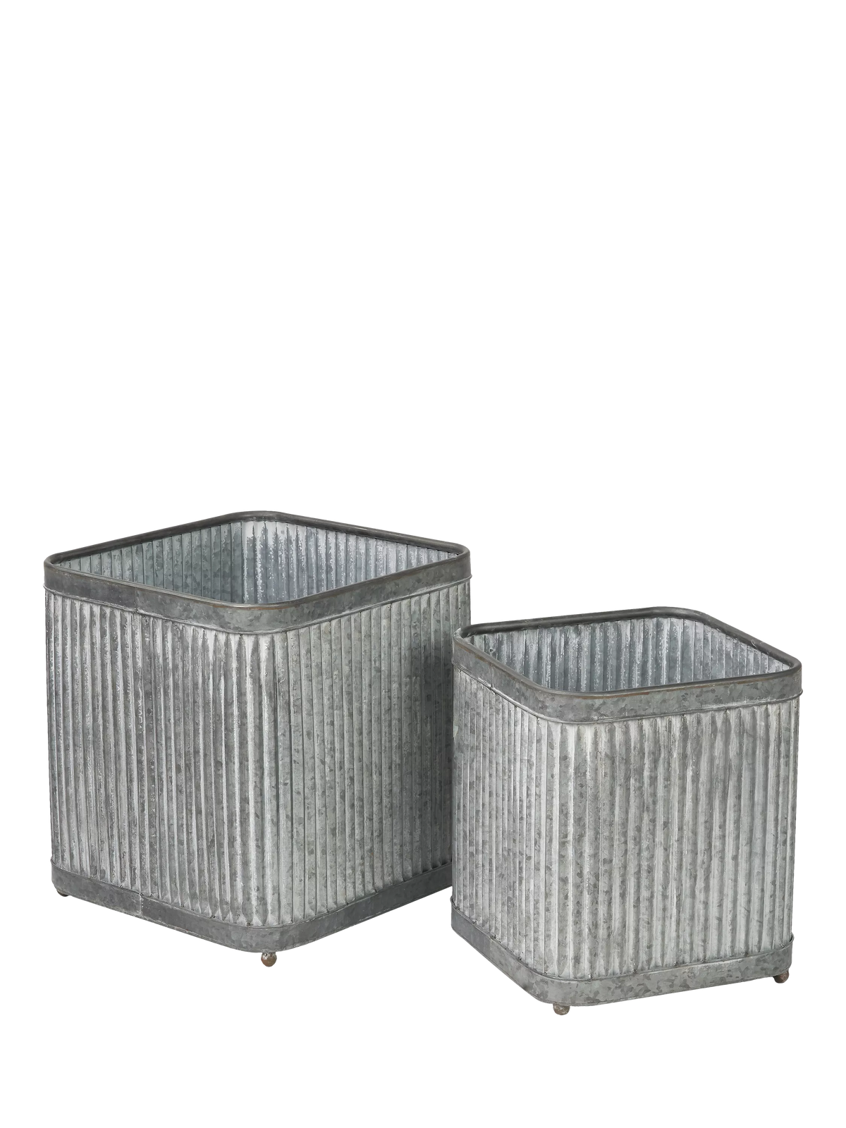 Pacific square zinc planters set of two sizes, UK version