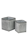 Pacific square zinc planters set of two sizes, UK version