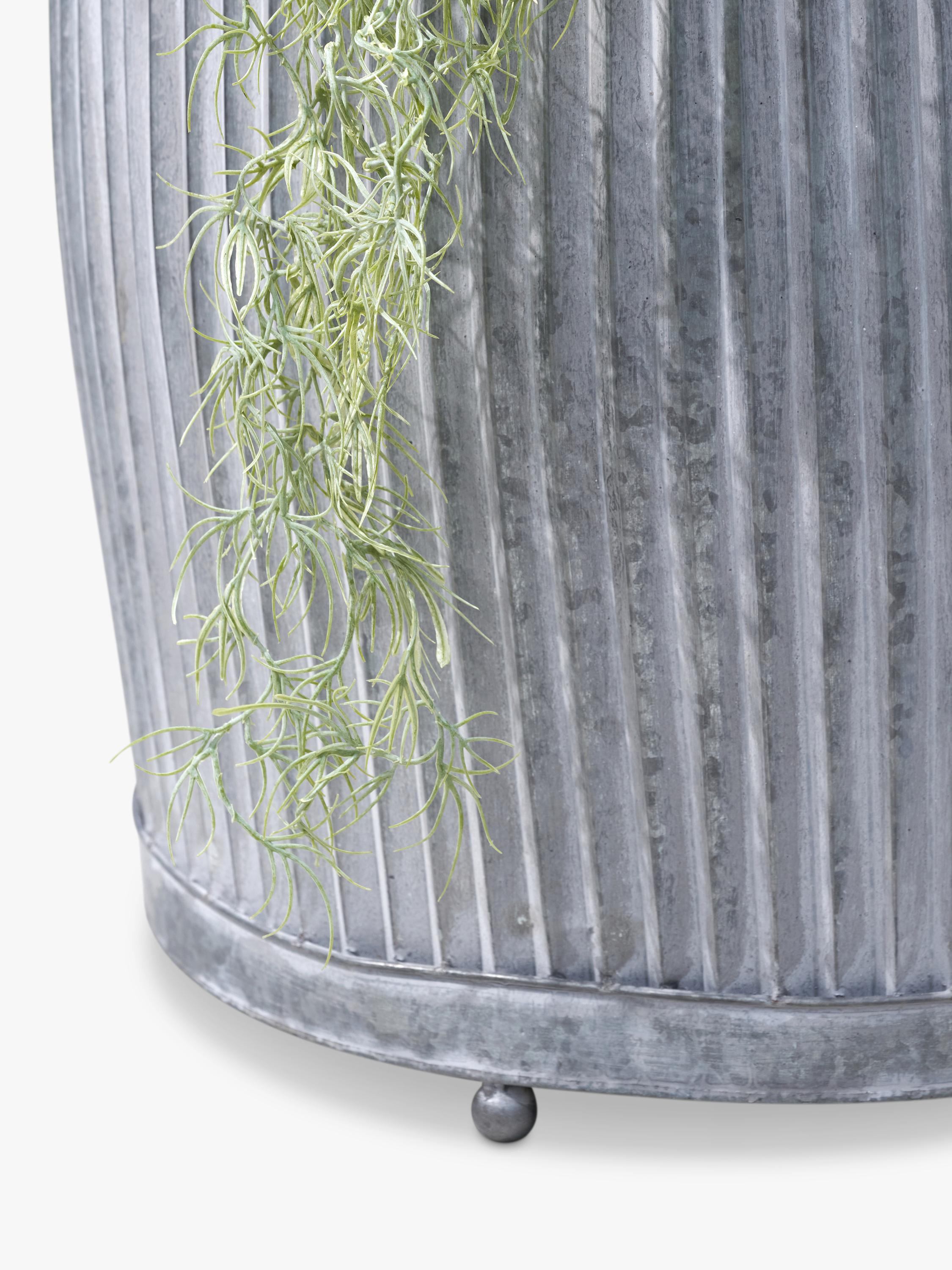 Pacific ribbed zinc outdoor planters set of two (British brand)