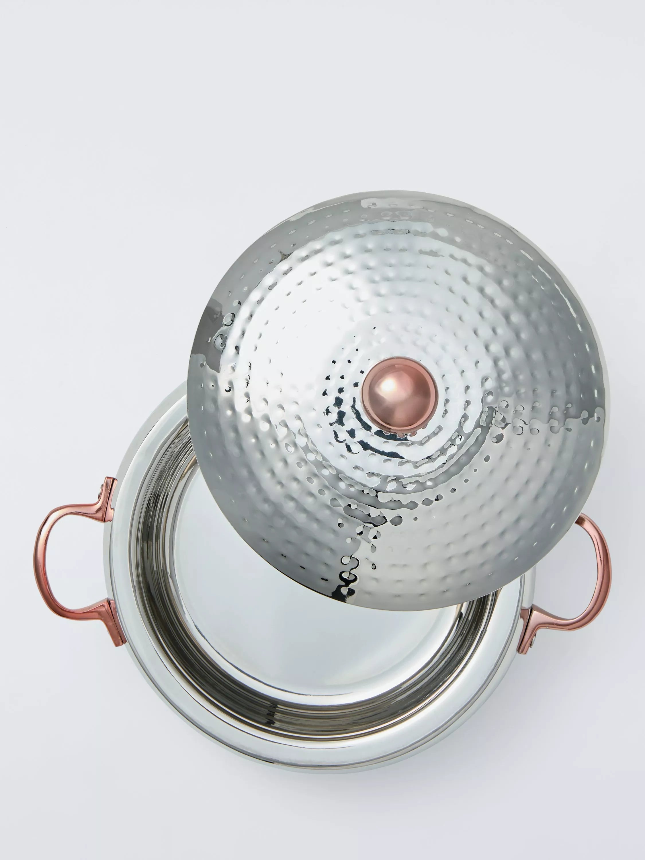 John Lewis hammered stainless steel serve dish with lid 22cm, UK version