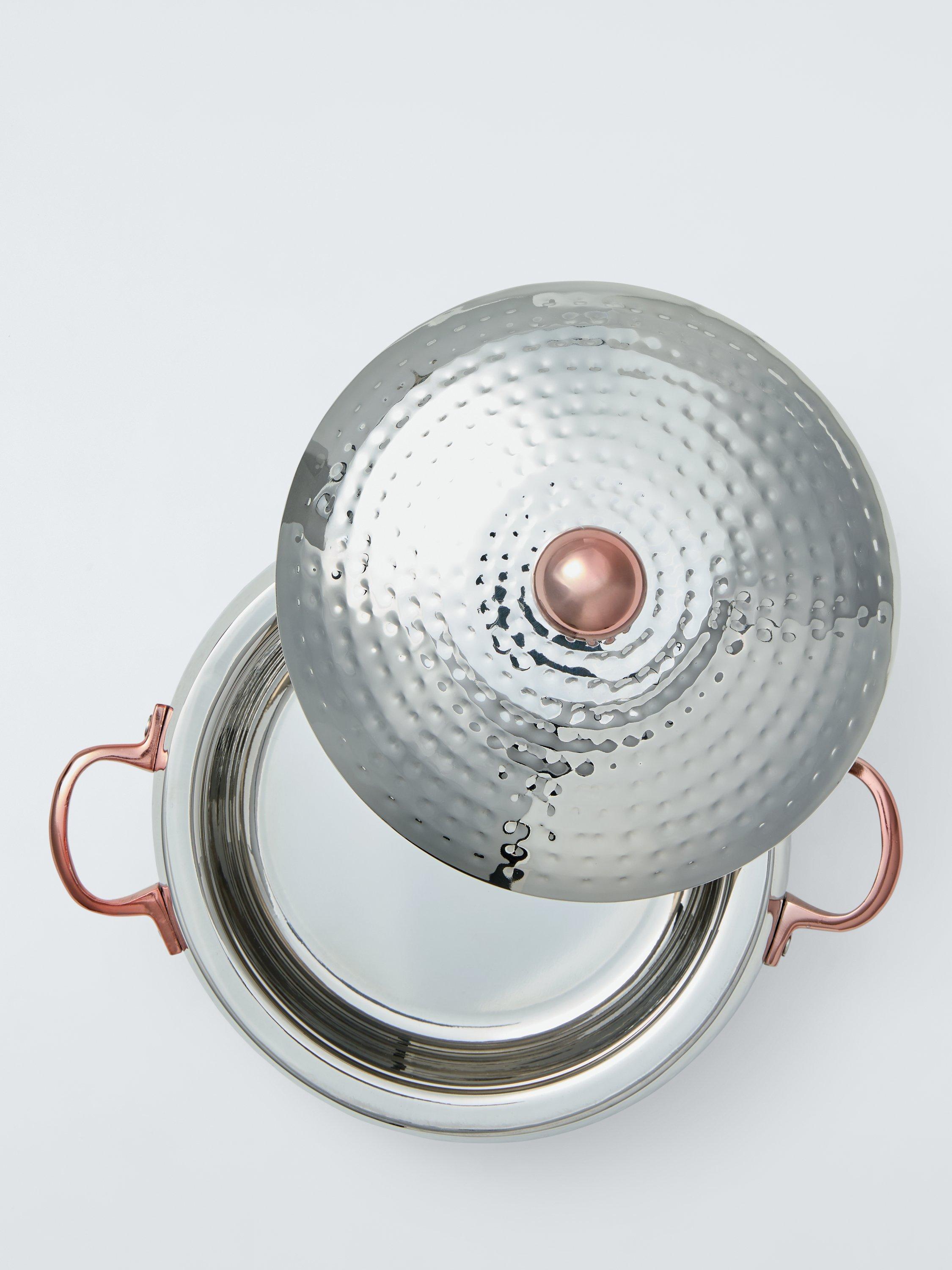 John Lewis hammered stainless steel serve dish with lid 22cm, UK version
