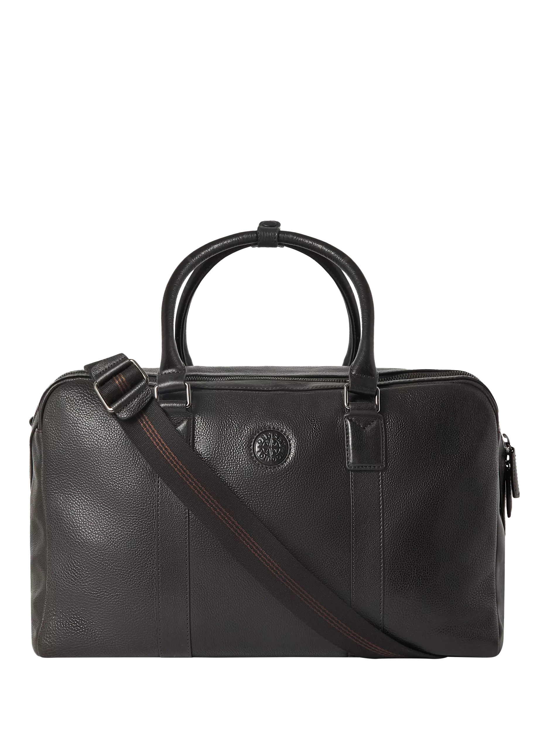 OSPREY LONDON Compass Leather Weekender Bag, Black