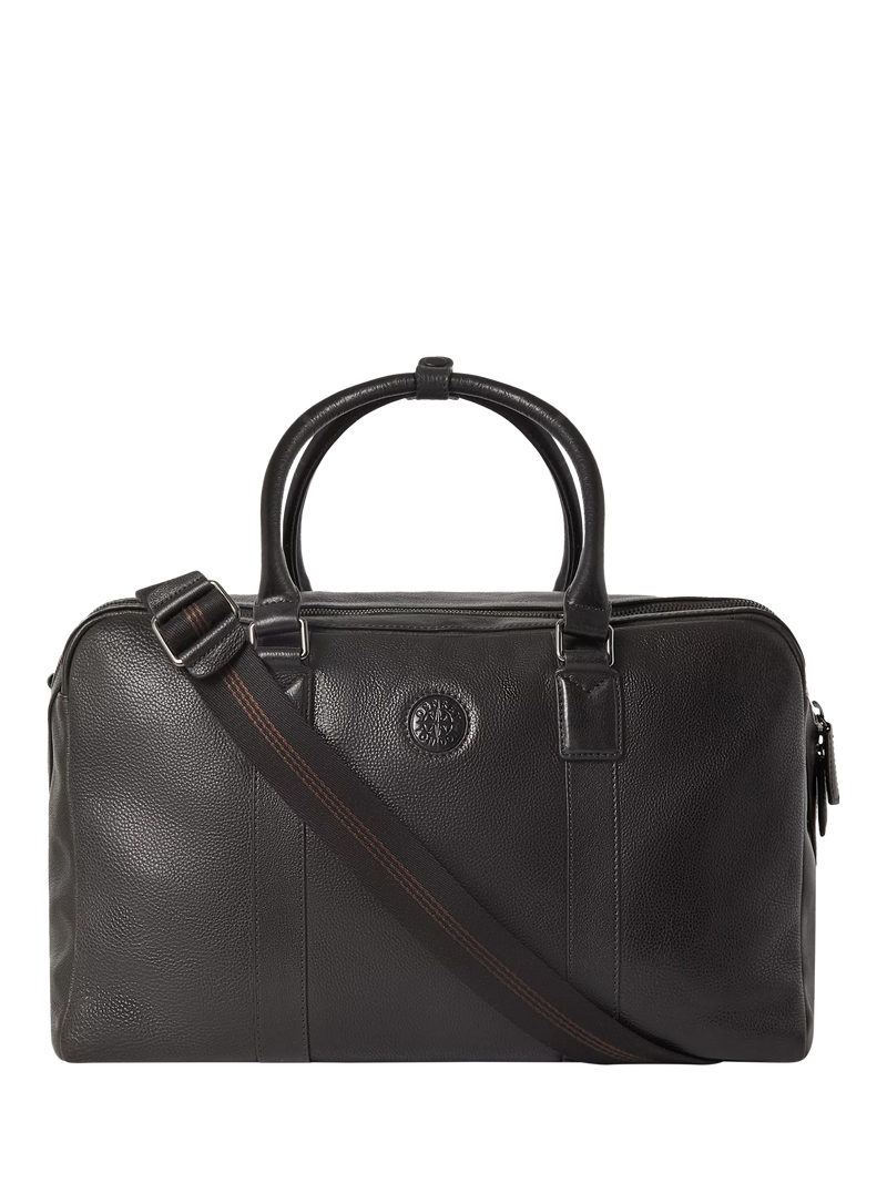 OSPREY LONDON Compass Leather Weekender Bag, Black