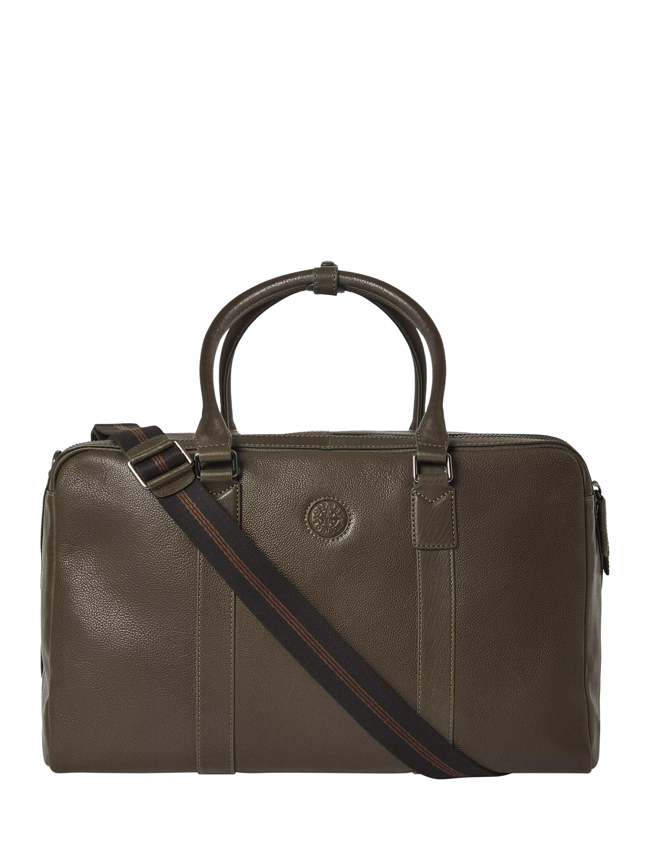 OSPREY LONDON Compass Leather Weekender Bag, Dark Olive