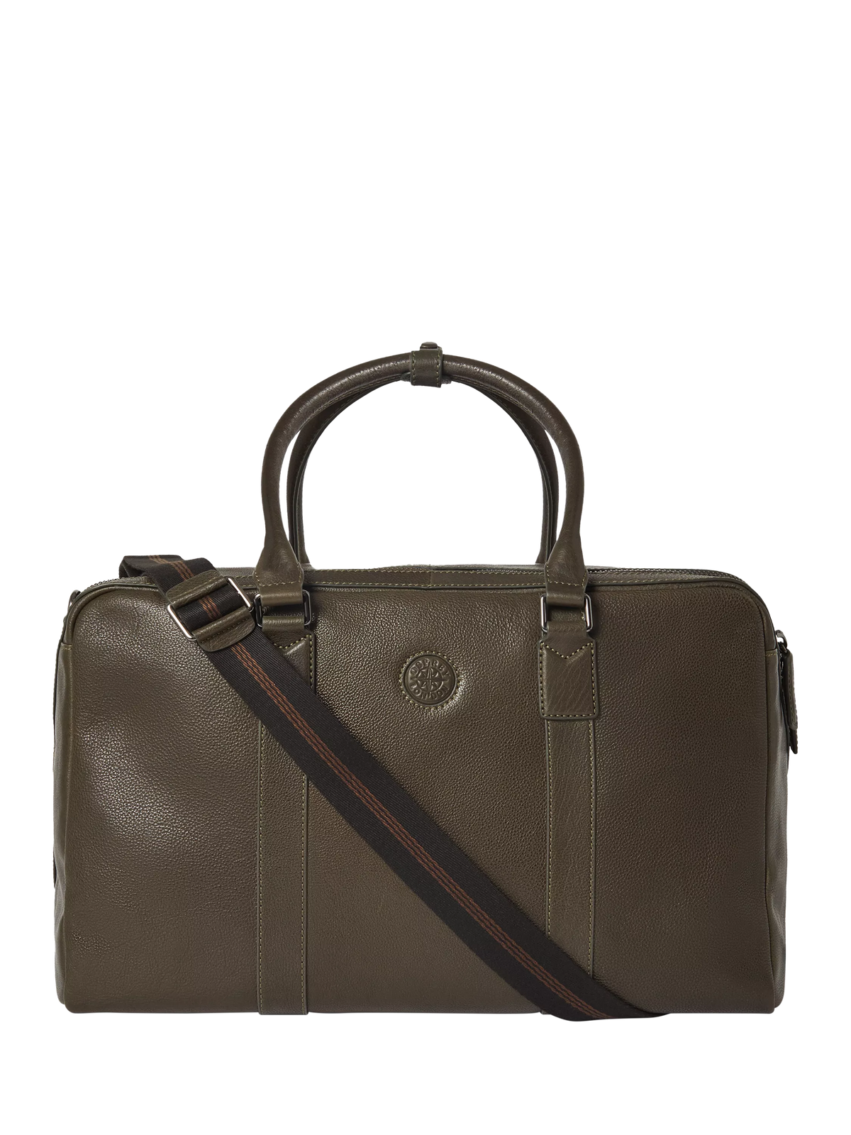 OSPREY LONDON Compass Leather Weekender Bag, Dark Olive