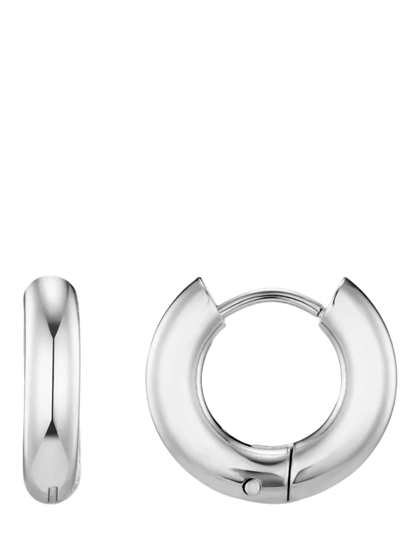 Orelia LUXE Chubby Small Hoop Earrings, Silver