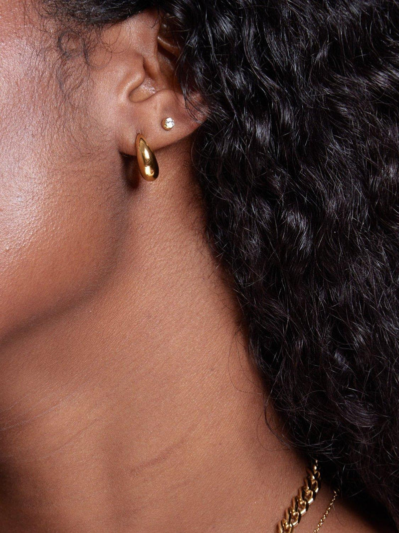 Orelia LUXE tapered dome hoop earrings pale gold, imported from the UK