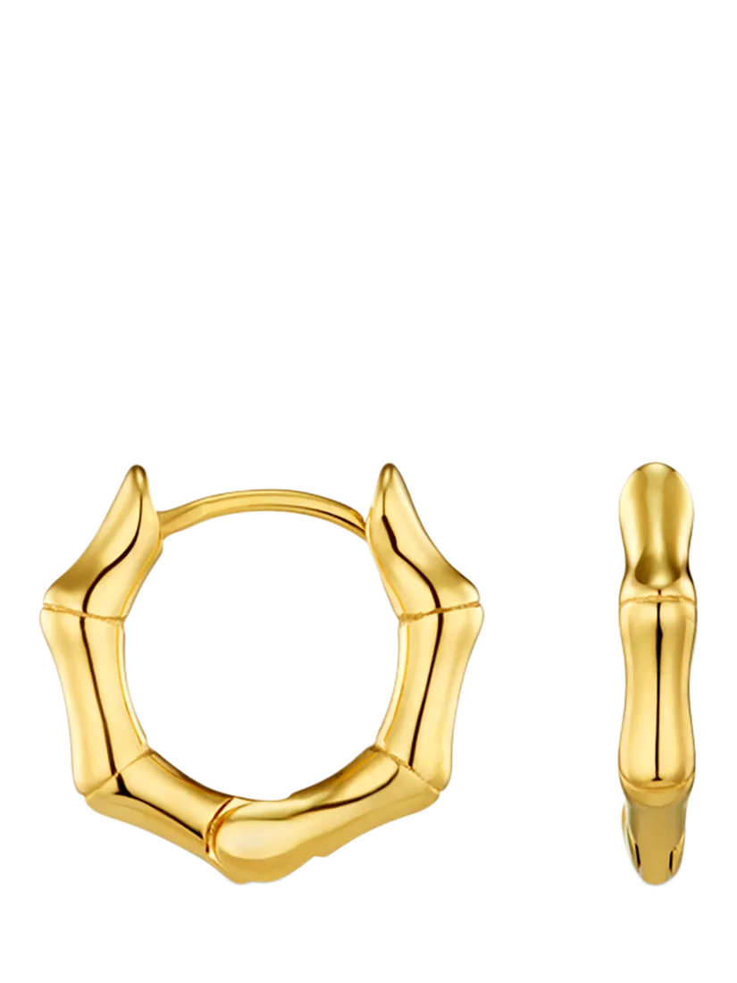 Orelia polished bamboo huggie hoop earrings 12mm, UK version