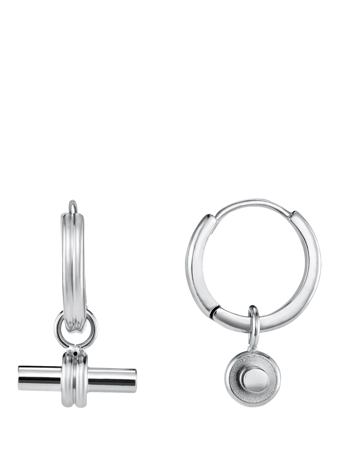 Orelia LUXE Linear T-Bar Drop Hoop Earrings, Silver